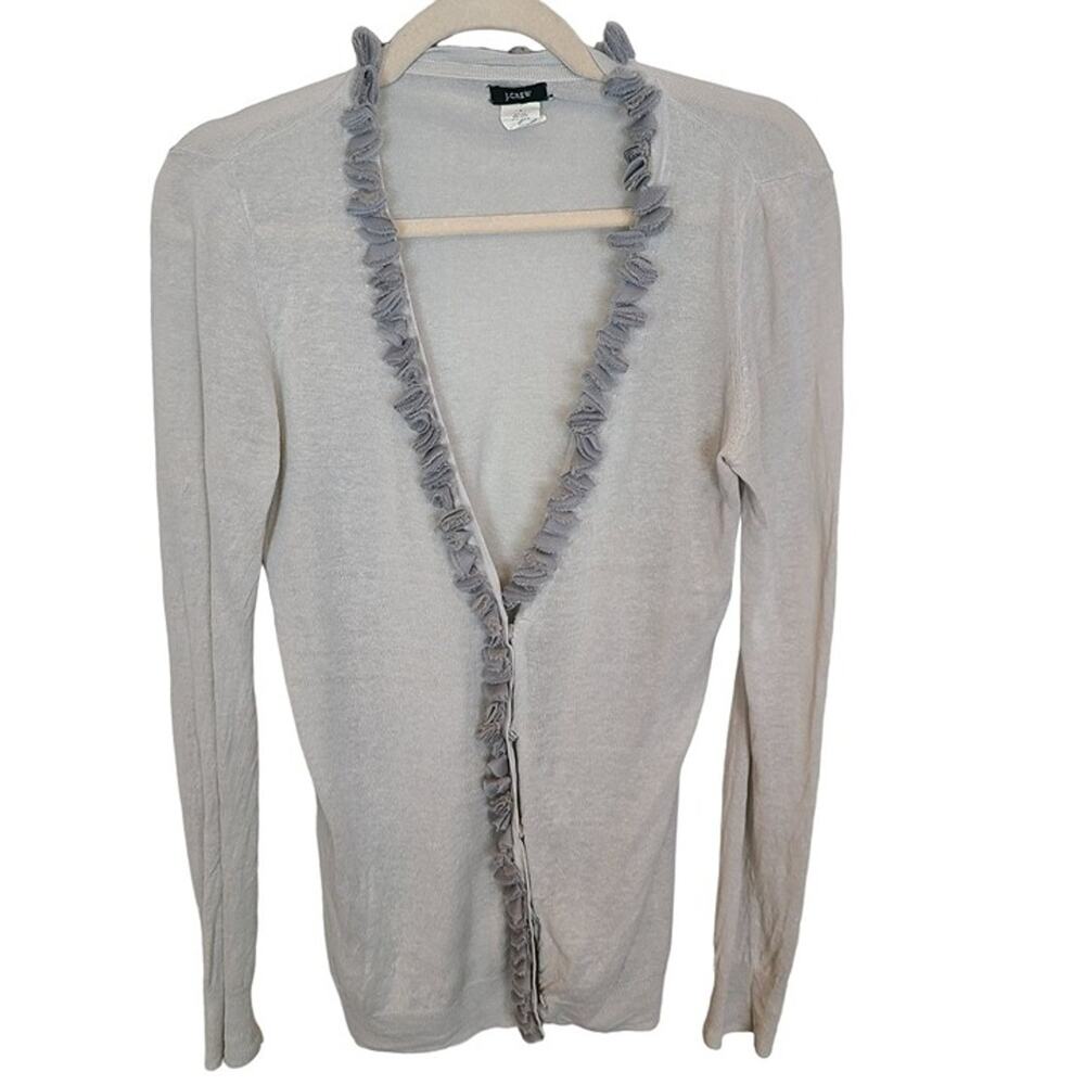 J. Crew Womens Silk Linen Cardigan Sweater Size S Whimsygoth Fairy Grunge Gray